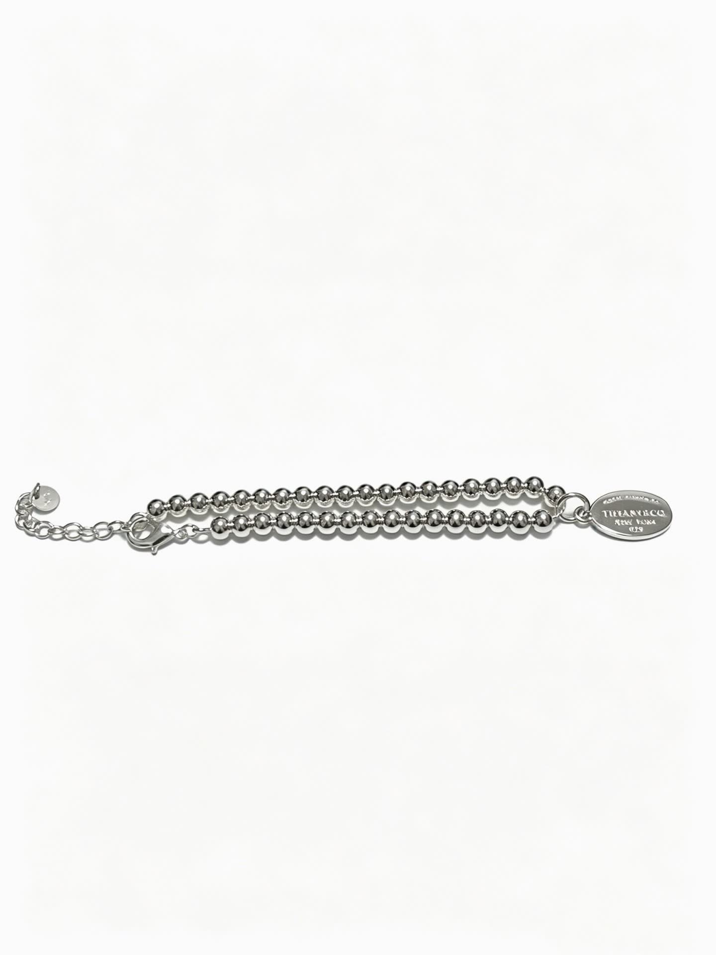 Tiffany & Co. Sterling Silver Bead Bracelet with Tag